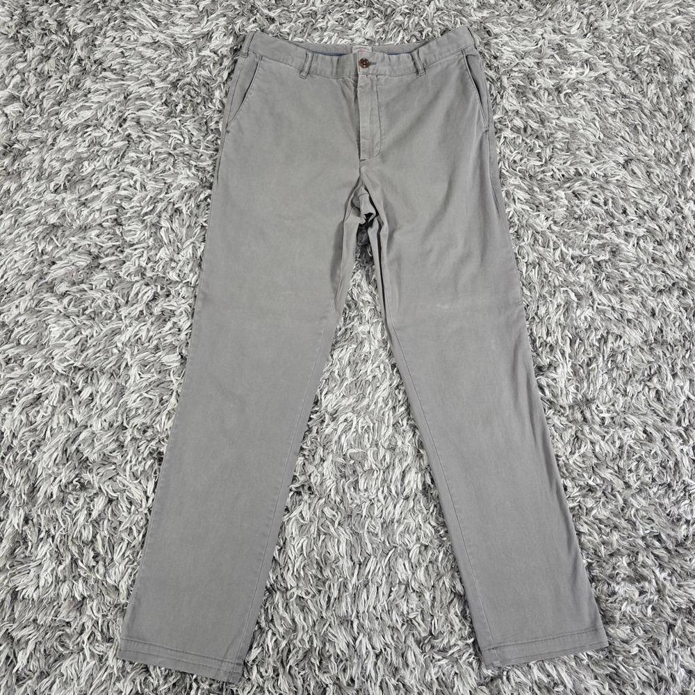 Faherty Gray Cotton Stretch Chino Pants Mens 33 Straight Leg Casual Trouser